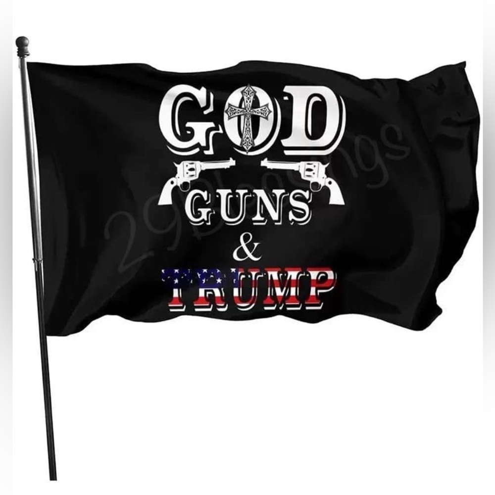 NEW Trump Flag God Guns & Trump 3x5FT Banner Indoor Outdoor Brass Grommets BlacK